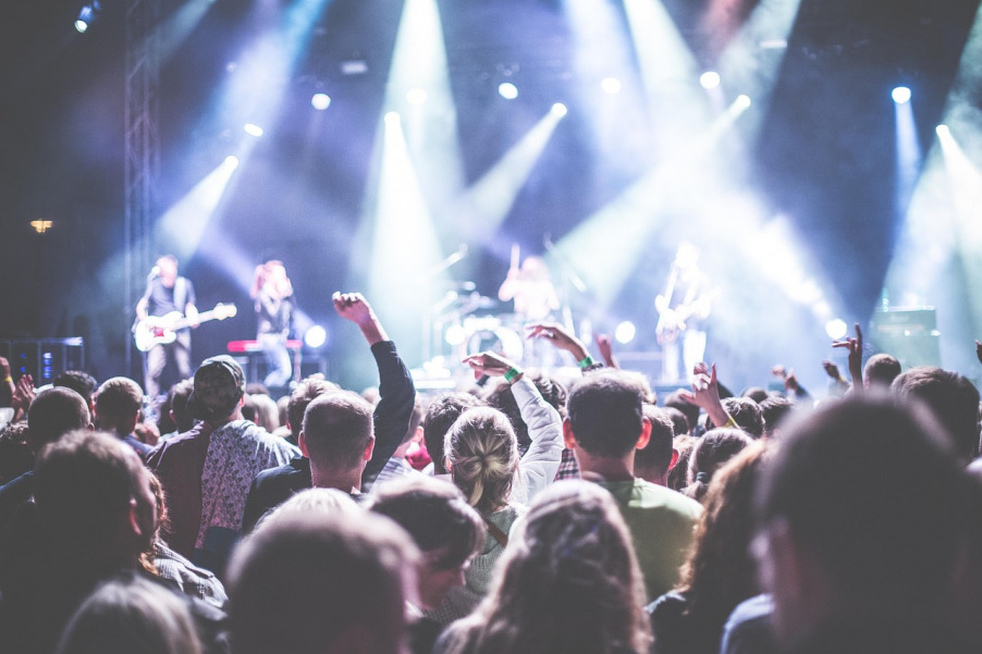 concert crowd aerial view