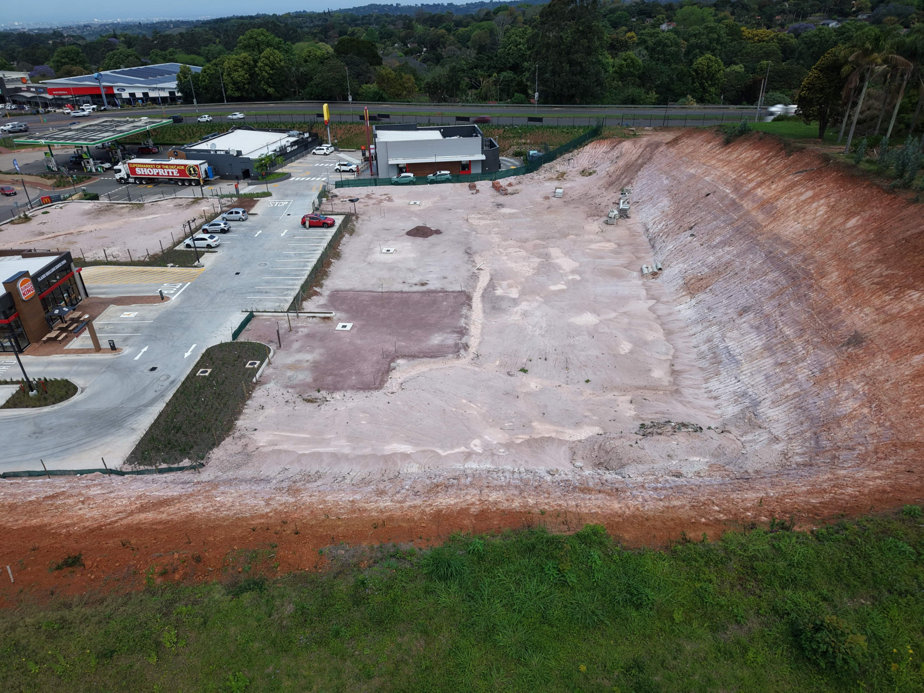 construction site progress aerial
